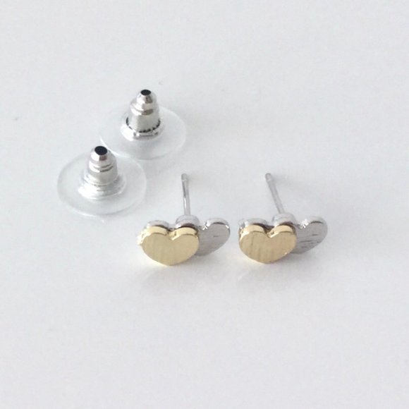 Mix Metal Heart Earrings - Picture 1 of 1